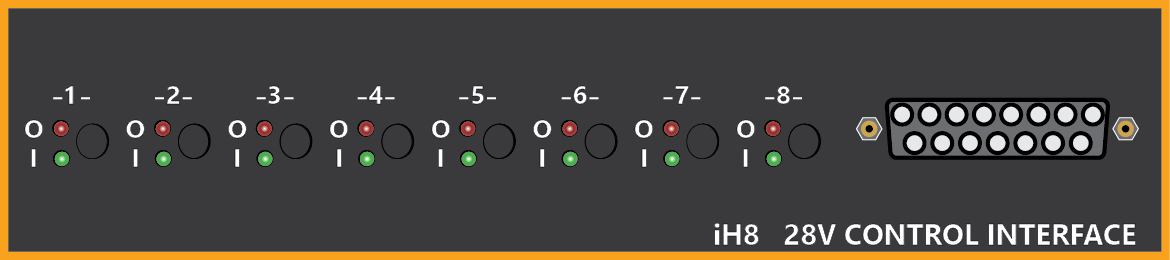 The iH8 is an 8 channel controller for 28 Volt operant box devices